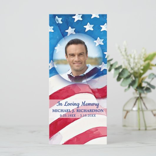 Amerikaanse Veteraan Funeral Bladwijzer Kaart (Staand voorkant)