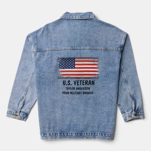 Amerikaanse veteraan gepersonaliseerde patriottisc denim jacket (Achterkant)
