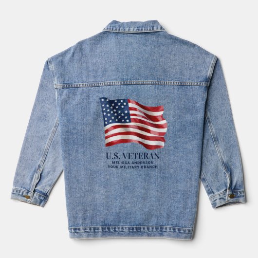 Amerikaanse veteraan gepersonaliseerde patriottisc denim jacket (Achterkant)