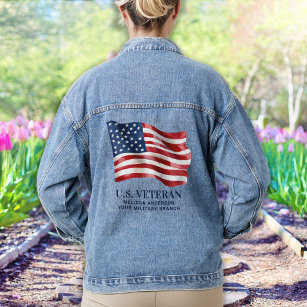 Amerikaanse veteraan gepersonaliseerde patriottisc denim jacket