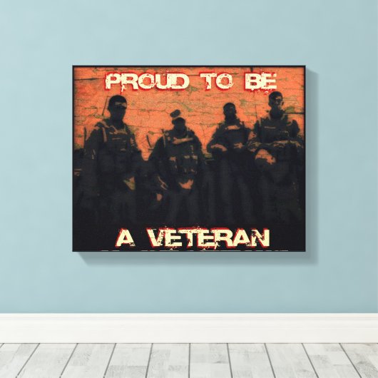 Amerikaanse veteraan gewikkeld canvas print (Insitu (Houten vloer))