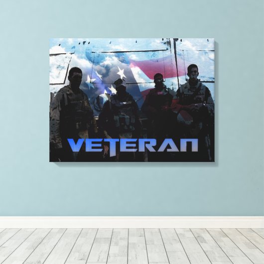 Amerikaanse veteraan gewikkeld canvas print (Insitu (Houten vloer))
