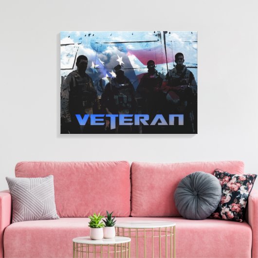 Amerikaanse veteraan gewikkeld canvas print (Insitu (Woonkamer))