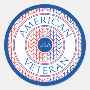 AMERIKAANSE VETERAAN Grote Ronde Stickers / Blauw