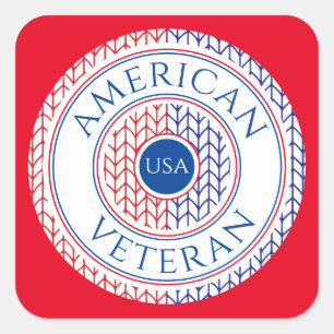 AMERIKAANSE VETERAAN Grote Vierkante Stickers / Ro