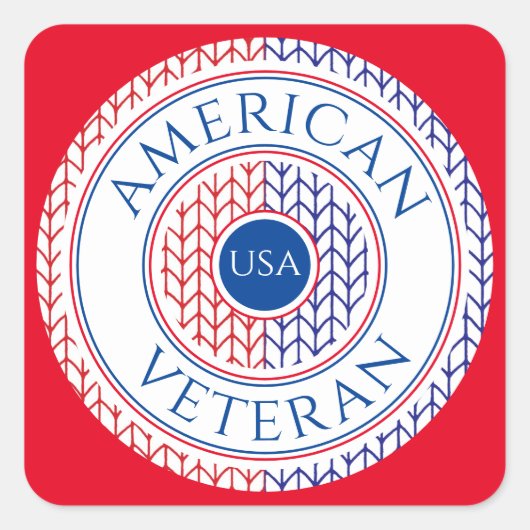 AMERIKAANSE VETERAAN Kleine Vierkante Stickers / R (Voorkant)
