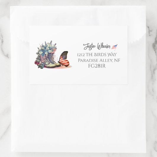 Amerikaanse veteraan laarzen vlag kalligrafie rechthoekige sticker (Tas)