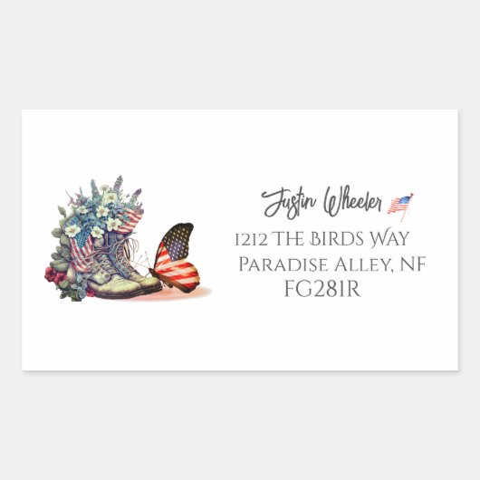 Amerikaanse veteraan laarzen vlag kalligrafie rechthoekige sticker (Voorkant)