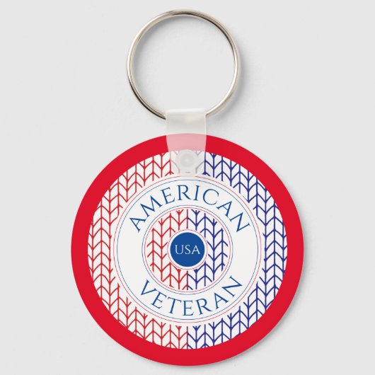 AMERIKAANSE VETERAAN Ronde Metalen Sleutelhanger / (Voorkant)