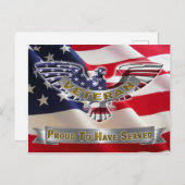 Amerikaanse veteraan "trots om te hebben gediend" briefkaart (Voorkant / Achterkant)