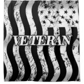 Amerikaanse veteraan - witte  verticaal douchegordijn (Voorkant)