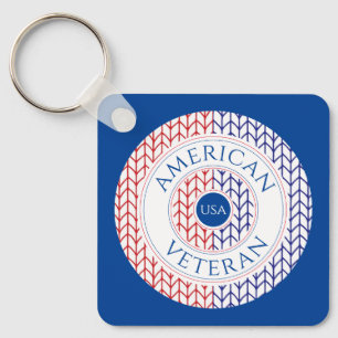 AMERIKAANSE VETERAN Aluminium Sleutelhanger (blauw