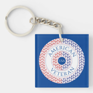 AMERIKAANSE VETERAN Vierkante Acryl Sleutelhanger 