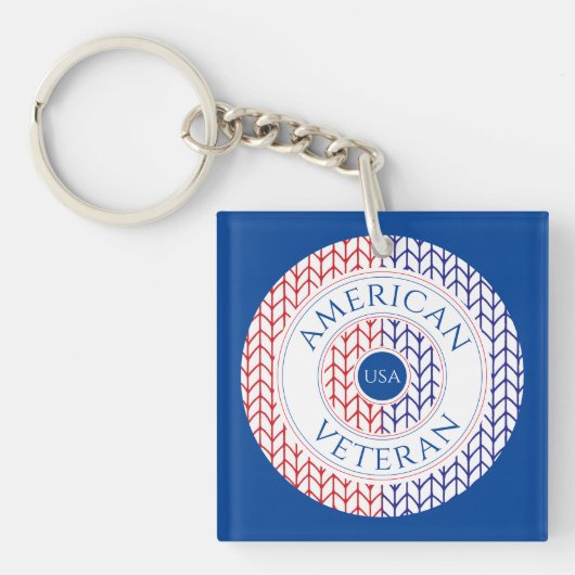 AMERIKAANSE VETERAN Vierkante Acryl Sleutelhanger  (Voorkant)