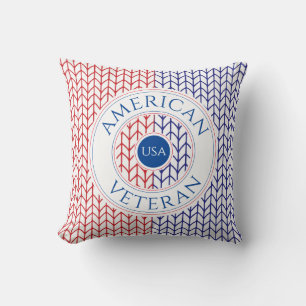AMERIKAANSE VETERAN Vierkante Sierkussen / Blauw