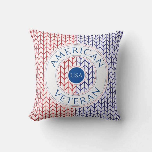 AMERIKAANSE VETERAN Vierkante Sierkussen / Blauw (Voorkant)