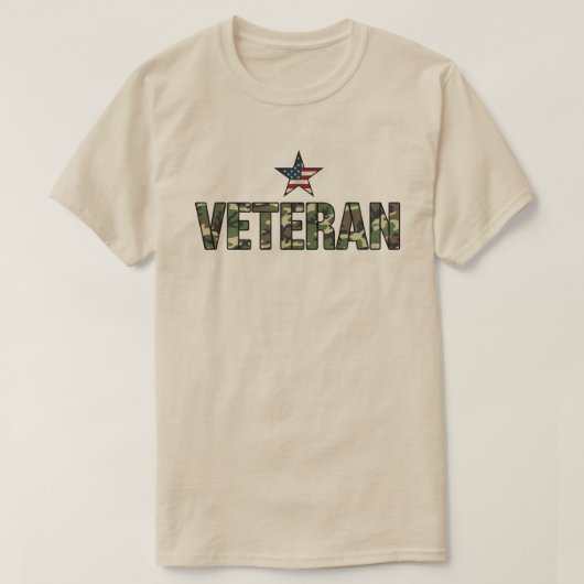 Amerikaanse Veteranen Camo Tekst  T-shirt (Design voorkant)