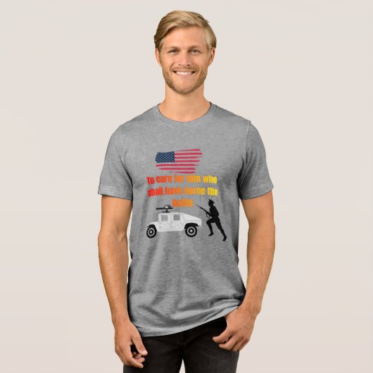Amerikaanse veteranen grijs Tri-Blend shirt (Voorkant volledig)