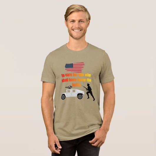 Amerikaanse veteranen olijf Tri-Blend shirt (Voorkant volledig)