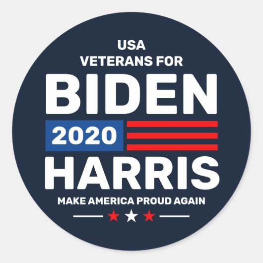 Amerikaanse veteranen voor Biden Harris 2020 Proud Ronde Sticker (Voorkant)