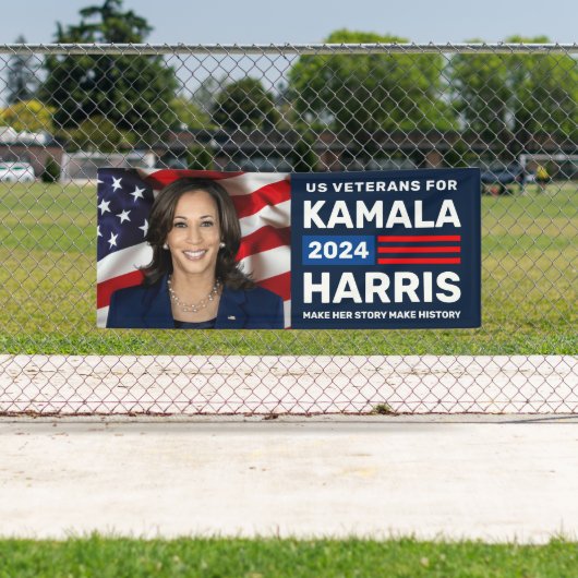Amerikaanse veteranen voor Kamala Harris 2024 Phot Spandoek (Insitu)