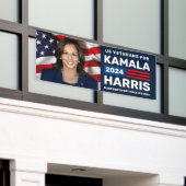Amerikaanse veteranen voor Kamala Harris 2024 Phot Spandoek (Buitenkant Gebouw)