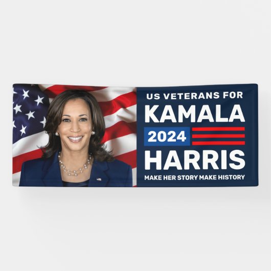 Amerikaanse veteranen voor Kamala Harris 2024 Phot Spandoek (Horizontaal)