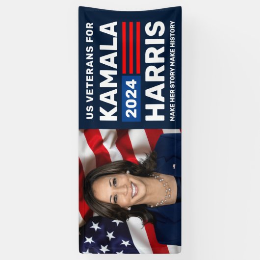 Amerikaanse veteranen voor Kamala Harris 2024 Phot Spandoek (Verticaal)