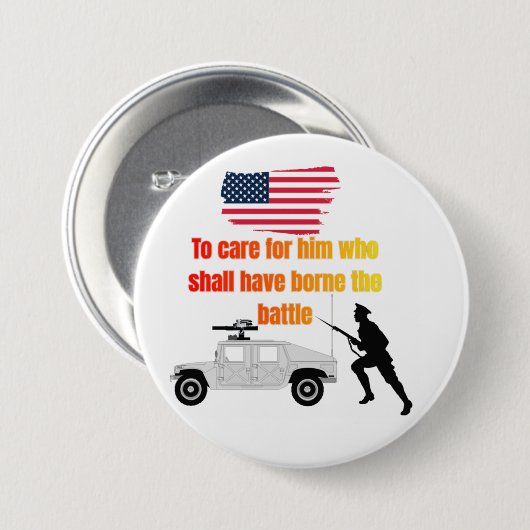 Amerikaanse veteranen wit ronde button 7,6 cm (Voorkant /achterkant)