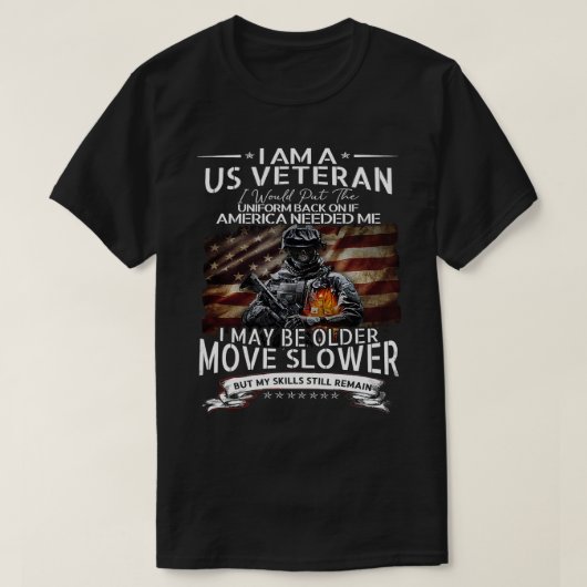 Amerikaanse Veteranendag, oud op de vlag, zet zich T-shirt (Design voorkant)