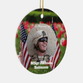 Amerikaanse veteranenvlaggen en papavers keramisch ornament (Rechts)