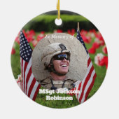 Amerikaanse veteranenvlaggen en papavers keramisch ornament (Achterkant)