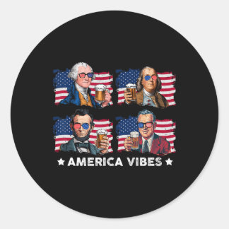Amerikaanse Vibes Drankin Amerikaanse vlag 4 juli  Ronde Sticker