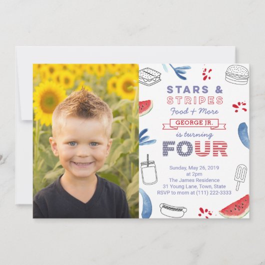 Amerikaanse vierde verjaardag van de geboorte van  kaart (Voorkant)