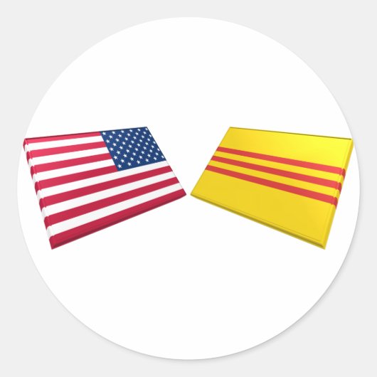 Amerikaanse & Vietnamese vlaggen (Zuid-Vietnam) Ronde Sticker (Voorkant)