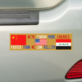 Amerikaanse vijanden (IRAQ VS CHINA) Bumpersticker (Op auto)