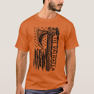 Amerikaanse Viking Ae Flagil Valhalla Noorse Mytho T-shirt