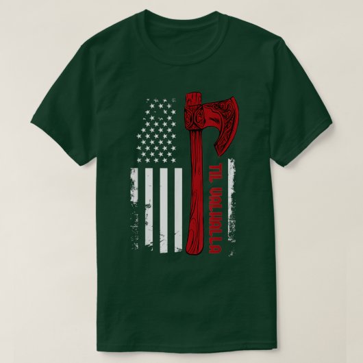 Amerikaanse Viking Ax Flag Til Valhalla Norse Myth T-shirt (Design voorkant)