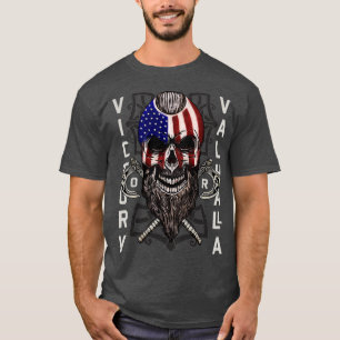 Amerikaanse Viking Victory Valhalla Ax Skull Flag T-shirt