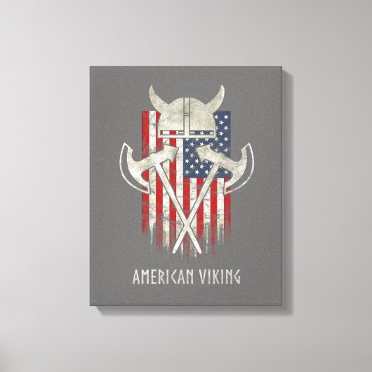 Amerikaanse Viking. Vlag, onderdruk, helm, x Canvas Afdruk (Voorkant)