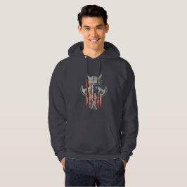 Amerikaanse Viking. Vlag, onderdruk, helm, x Hoodie