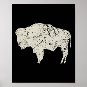 Amerikaanse Vintage Buffalo Mannen Vrouwen Silhoue Poster