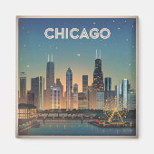 Amerikaanse vintage Chicago Magneet (Voorkant)