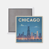 Amerikaanse vintage Chicago Magneet (Voorkant / Achterkant)