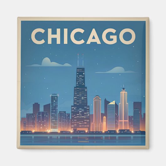 Amerikaanse vintage Chicago Magneet (Voorkant)