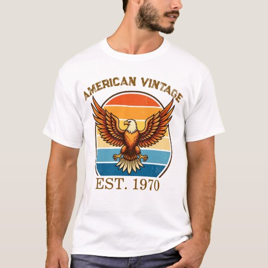 Amerikaanse Vintage Eagle Est 1970 T-shirt (Voorkant)