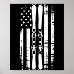 Amerikaanse vintage skiën ski winter berg usa poster