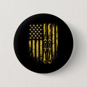 Amerikaanse vintage skisport ski winter berg usa ronde button 5,7 cm