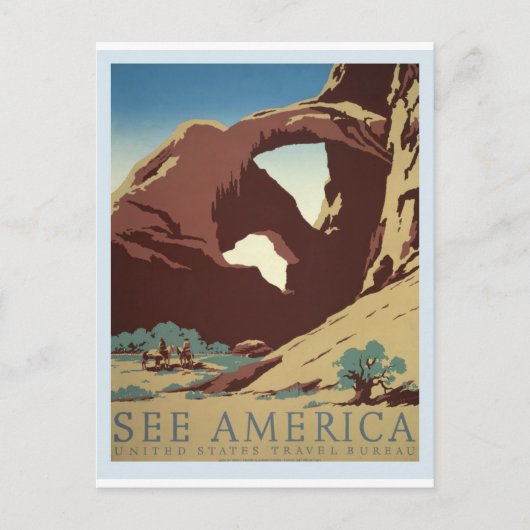 Amerikaanse Vintage Travel Briefkaart (Voorkant)