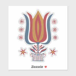 Amerikaanse Vintage Volkskunst Tulp Bloemendecorat Sticker